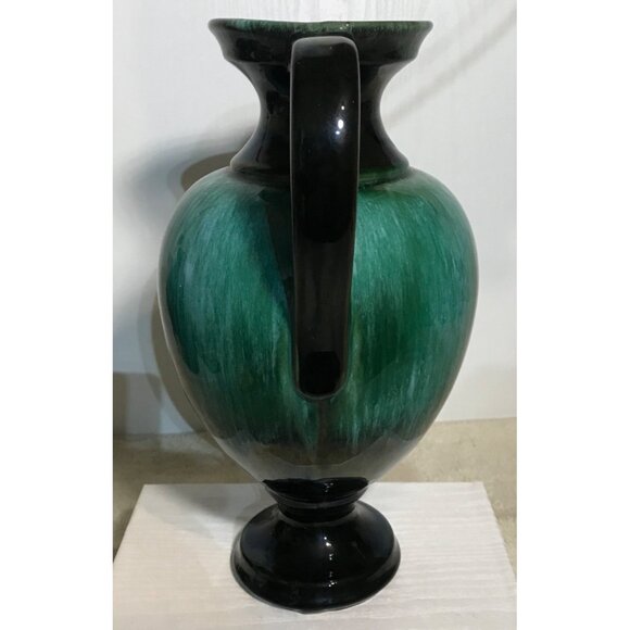 Blue Mountain Pottery Vase BMP Green Drip Glaze Double Handled MCM 12" Vintage - Picture 2 of 11